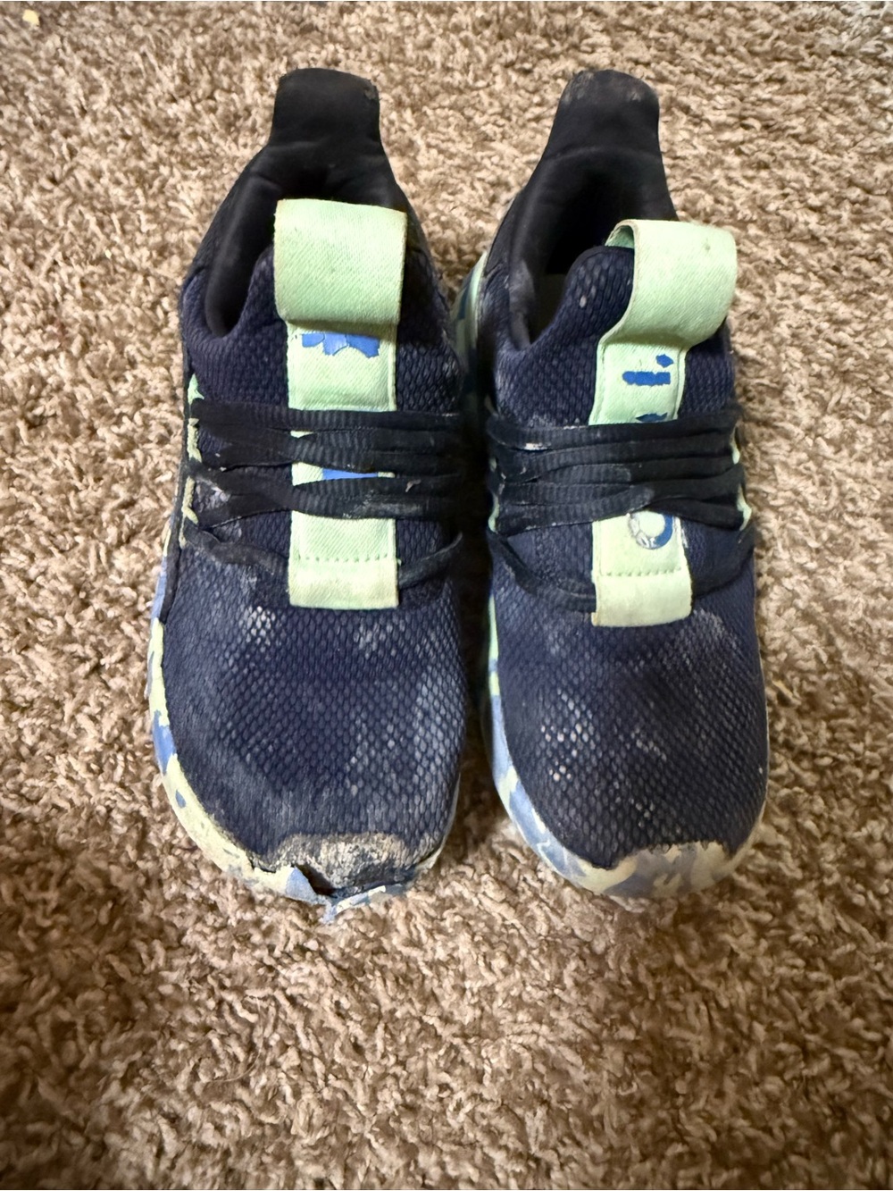 adidas Kids Navy and Light Green Slip-On Sneakers
